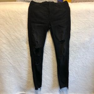 High Rise Black Distressed Jeans